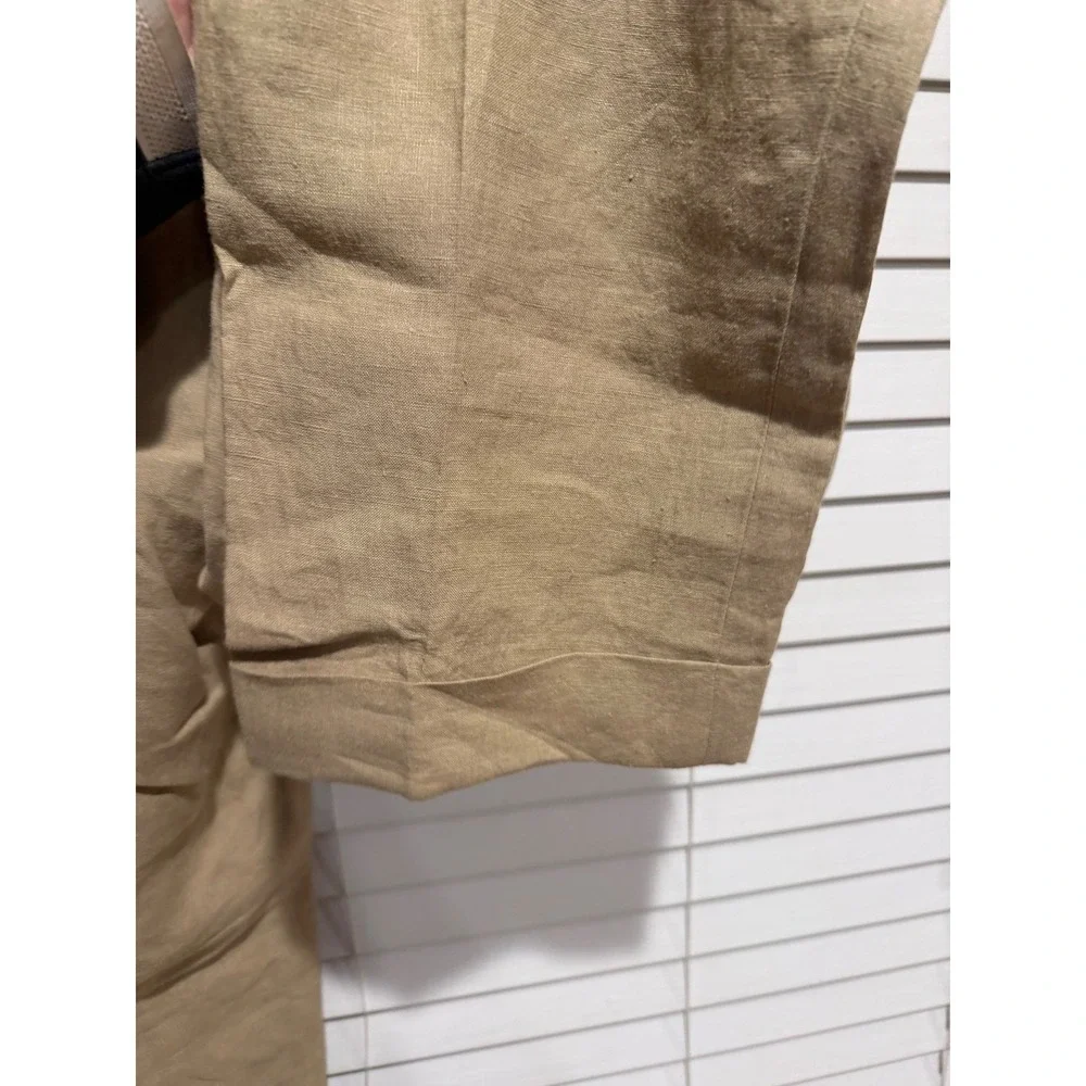 Polo Ralph Lauren‎ Men Tan Linen Blend Chino Pants 35x30 Flat Front